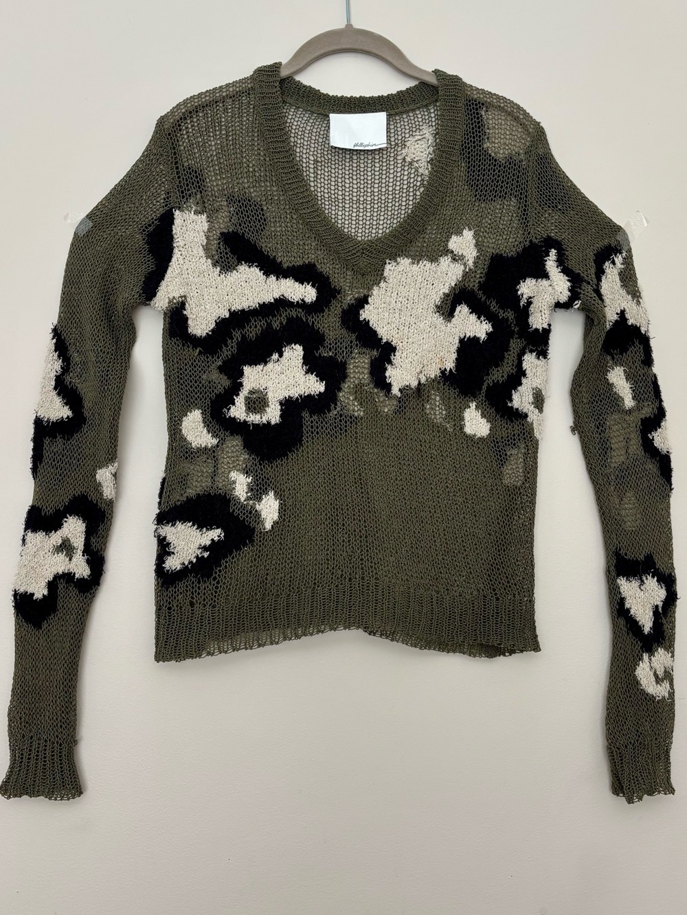 Phillip Lim Distressed Olive Sweater - S
